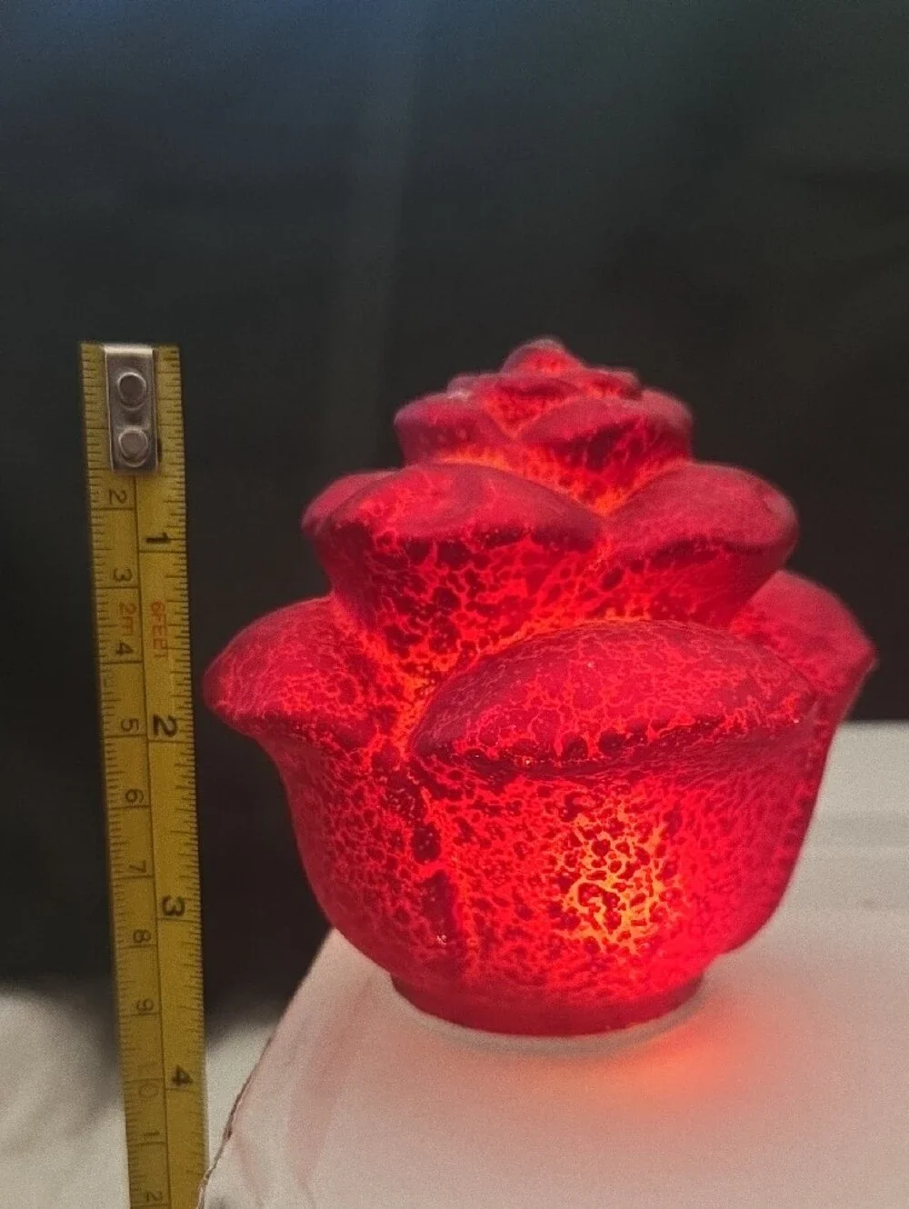 Red Glass Rose Votive Candle Holders - Set of 3